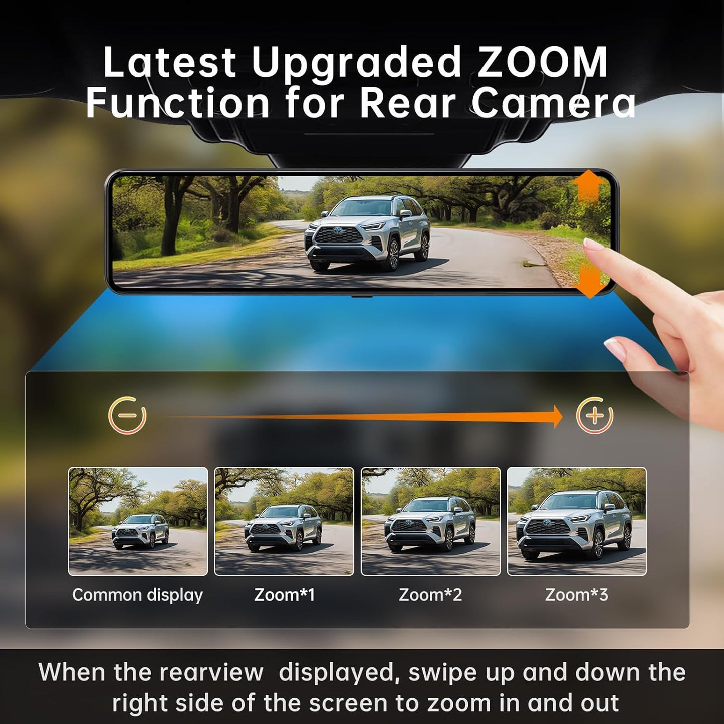 12" 4K UHD Mirror Dash Cam Front and Rear with Zoom Backup Camera, 2160P Dual Rear View Mirror Camera for Cars & Trucks, 64GB Card Included, GPS, WDR, Super Night Vision, Parking Assist & G-Sensor