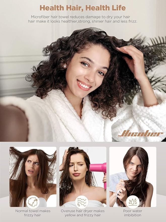 Hicober Microfiber Hair Towel, Drying Hair Wrap Towels - Image 2
