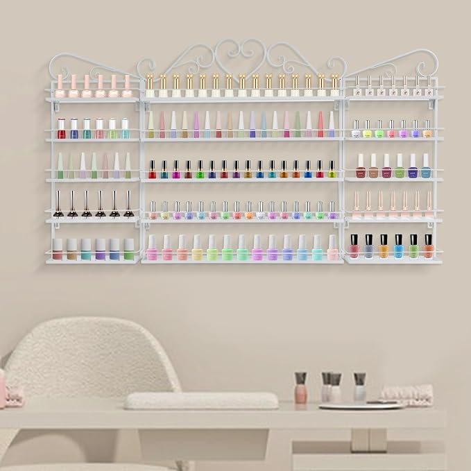 5 Tiers Wall-Mounted Nail Polish Storage Racks Metal Nail Polish Holder - Image 2