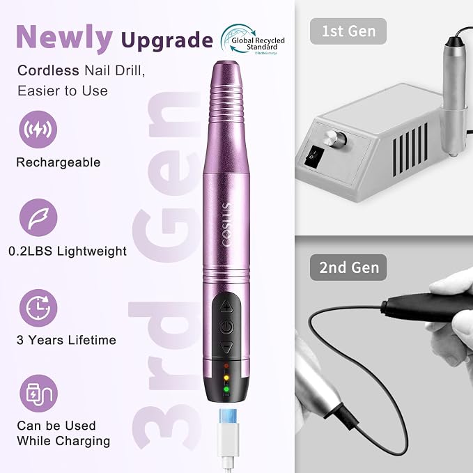 COSLUS C20 Cordless Nail Drill Electric File: Professional - Image 2