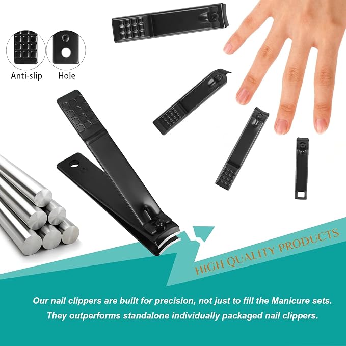 Nail Clippers Set, 26 Piece Manicure Set & Pedicure Kit, Stainless Steel - Image 6