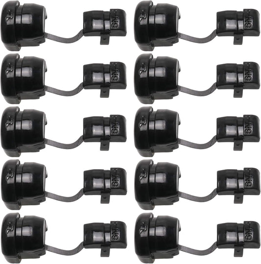 HJ Garden 10pcs Wire Cover Round Cable Wire Strain Relief Bush Grommet Round Strain Relief Bushing Electric Cable Protection Cord Buckle, Black