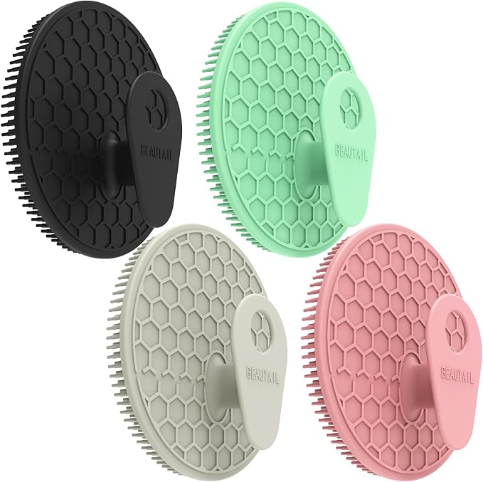 Silicone Body Scrubber 4 Pack, BEAUTAIL Shower Bath Scrubber, Gentle by BEAUTAIL