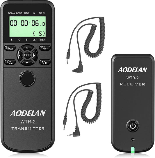 AODELAN Camera Wireless Shutter Release Timer Remote Control for Canon EOS R, RP, Rebel SL2, 250D, 750D, 90D, 80D, 77D, M6 Mark II, 5D Mark IV; Fujifilm X-T3, X-T100; for Olympus OM-D E-M1 Mark II