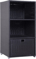 Outsunny Valet Pool Towel Rack, Waterproof PE Plastic Rattan Wicker Storage by Outsunny