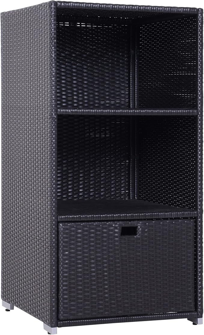 Outsunny Valet Pool Towel Rack, Waterproof PE Plastic Rattan Wicker Storage by Outsunny