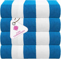 CASA COPENHAGEN Cabana Towel 4Pcs Cyan Designer Stripe Beach Towels Gift Set by CASACOPENHAGEN