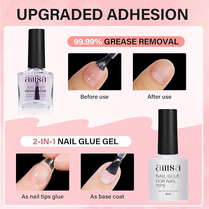 AILLSA Gel Nail Tips Kit Short Square Nail Tips 240pcs - Image 5