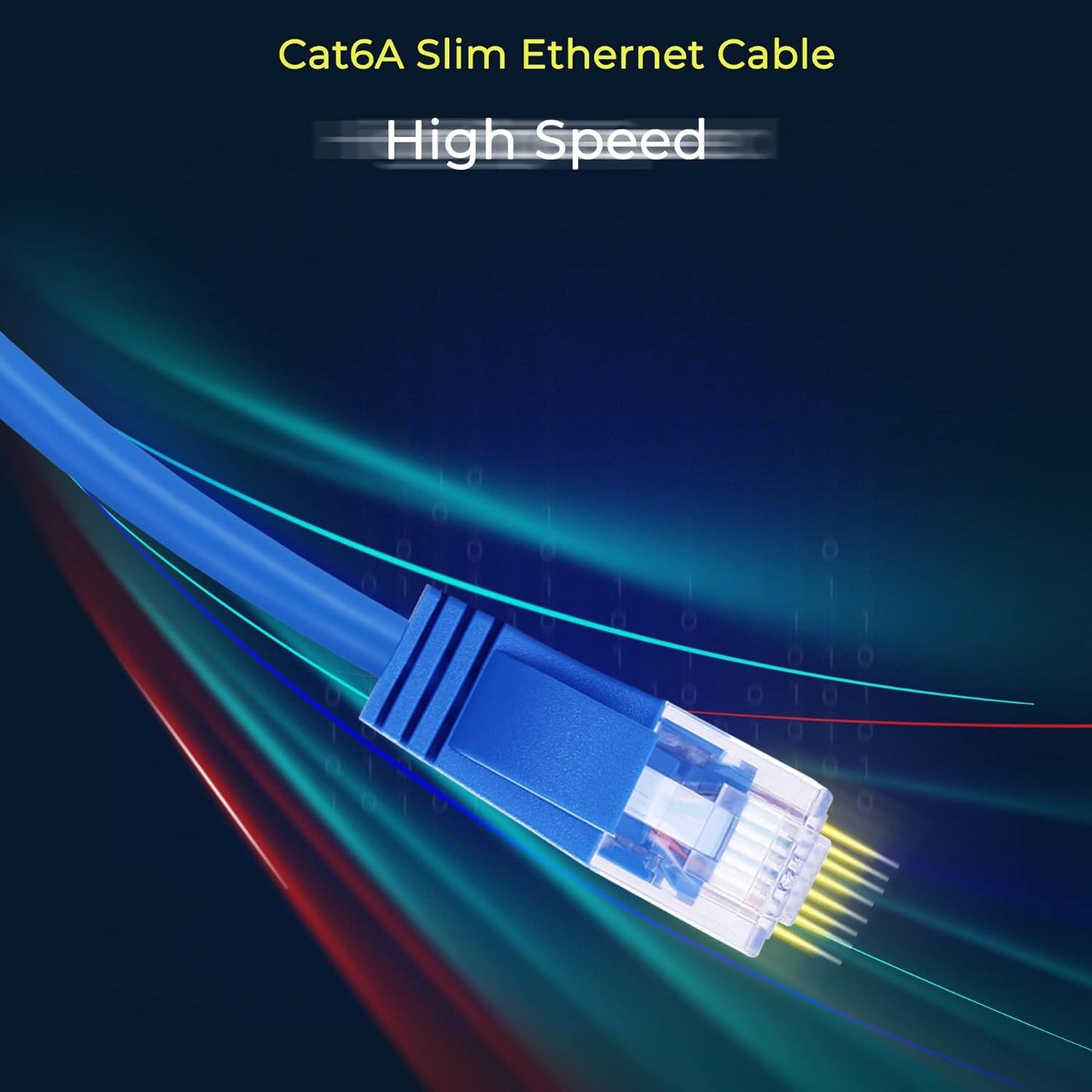 Rapink Patch Cables Cat6a 1ft (50 Pack) Slim, Cat6a Ethernet Patch Cable 10G Support, Snagless Cat 6 Patch Cable for Patch Panel to Switch, Flexiable Cat 6a Ethernet Cable with Gold Plated