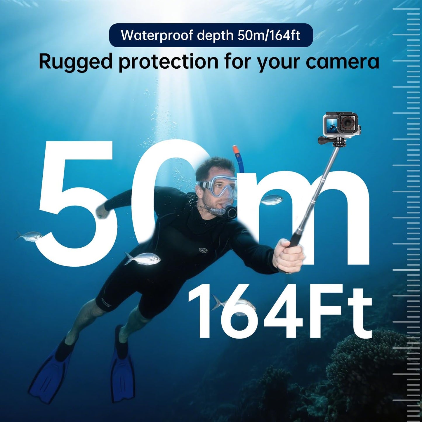Suptig Waterproof Case Compatible for DJI Action 5/4/3, Waterproof Up to 164ft(50 Meters)