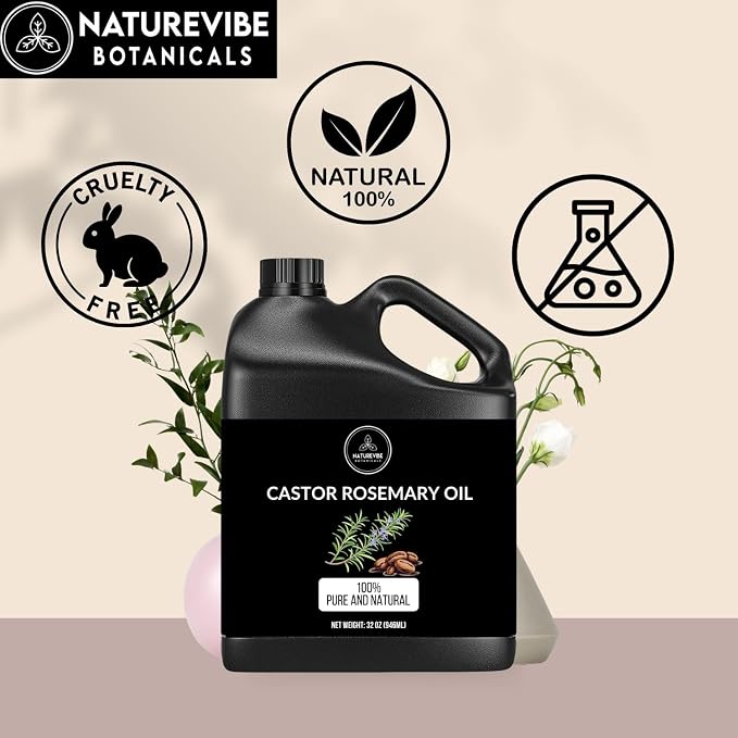 Naturevibe Botanicals Castor Rosemary Oil 32 Ounces | 100% Pure and Natural | - Image 2