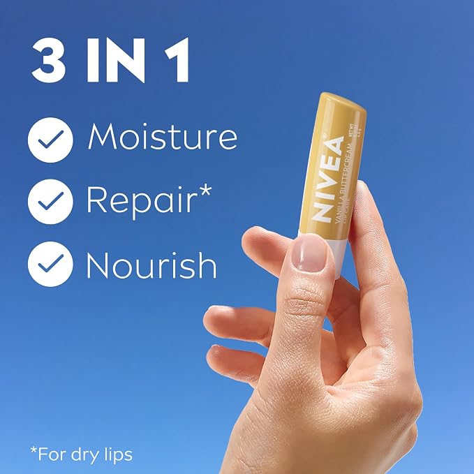NIVEA Vanilla Buttercream Lip Care, Moisturizing Lip Balm - Image 2