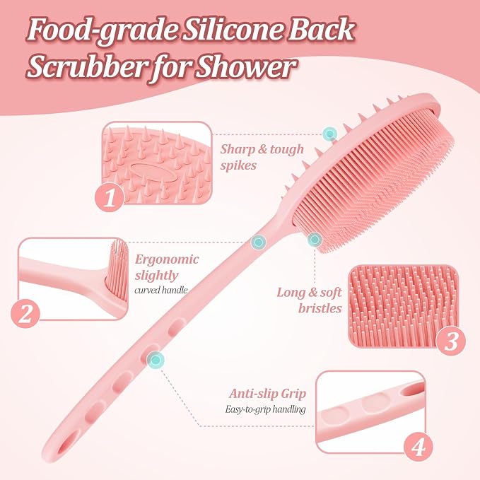 Silicone Back & Body & Face Scrubber Set 3PCS, Gentle Exfoliating Back & Body - Image 3