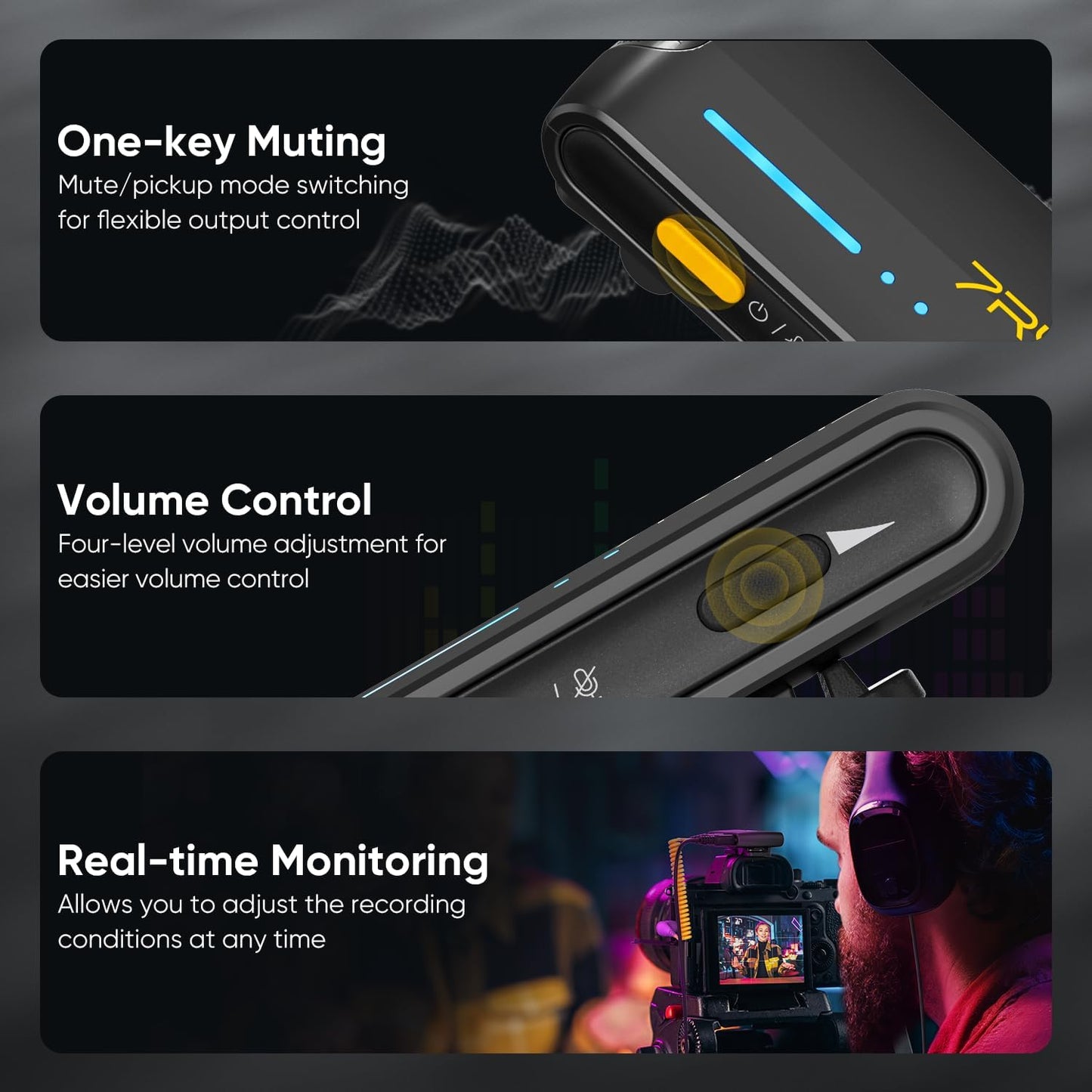 7RYMS iRay DW40 4-Channel Wireless Microphone for Cameras, Camcorders, iPhones, Android Phones, Wireless Lavalier Microphone -Noise Canceling, 656ft Range, 12.5H Working, Lav Mic for Video Recording