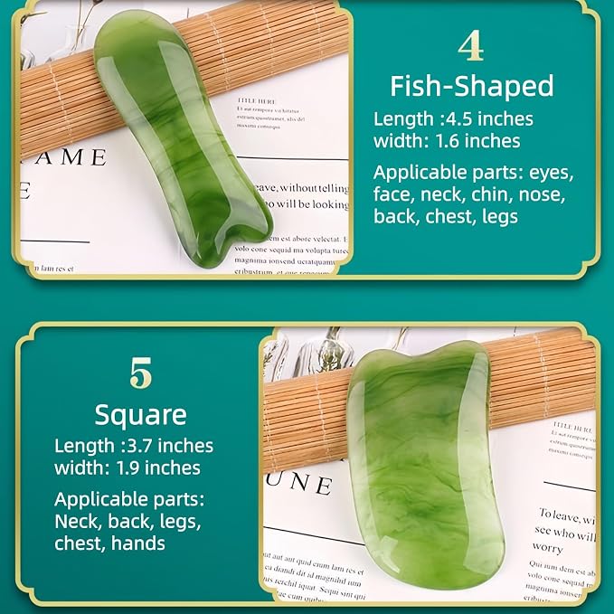 Gua Sha Scraping Massage Tool, GuaSha Facial Set, Natural Resin GuaSha Massage - Image 6