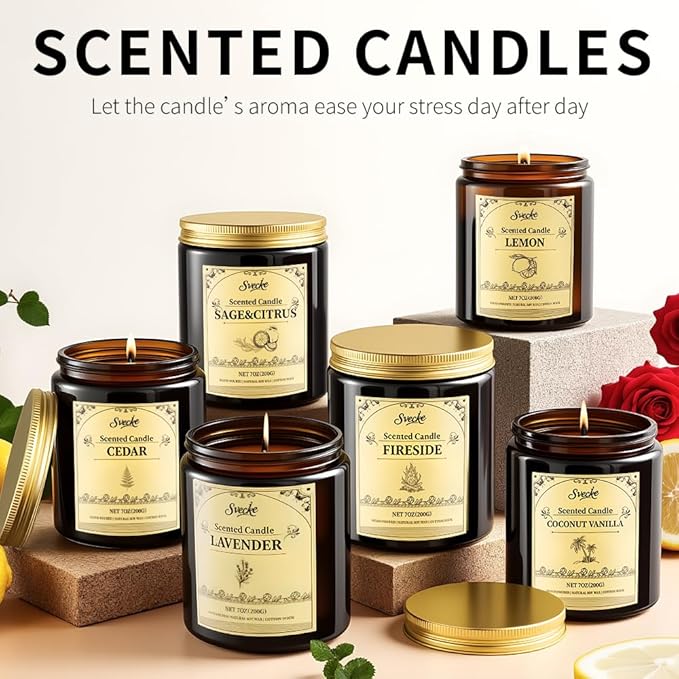 Fireside Scented Candles, 7oz Soy Wax Candle, Long Lasting Aromatherapy Jar - Image 5
