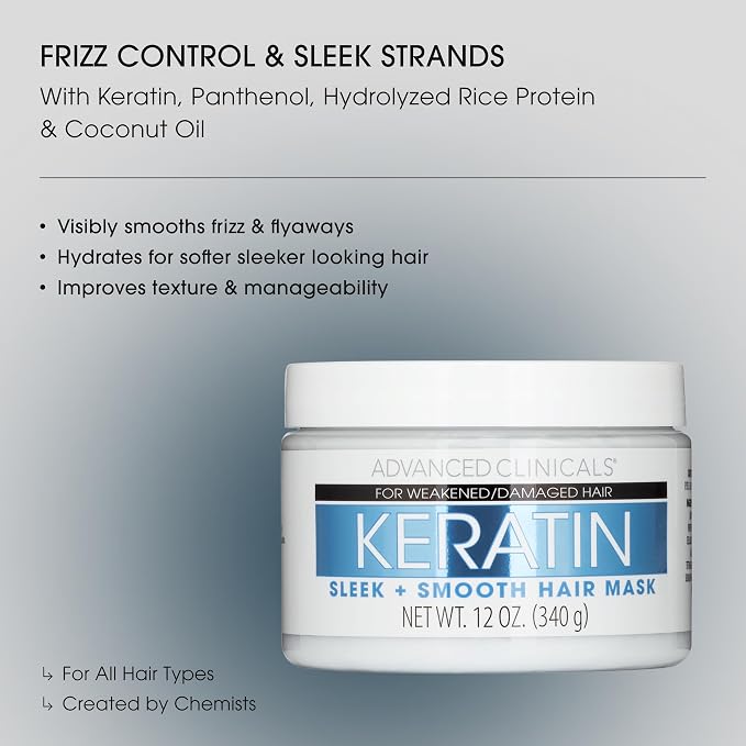 Advanced Clinicals Keratin Hair Mask Treatment, 12 Fl Oz - Image 2