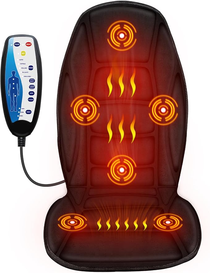 Back Massager with Heat, 5 Vibrating Modes & 2 Heat Levels, Back Massager Chair by CUPILO