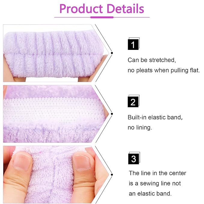VELSCRUN Spa Headband, Makeup Face Wash Skincare Headbands, Bow Hair Band Party - Image 8