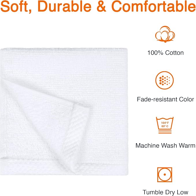Amazon Basics Cotton Washcloths, Lightweight Quick-Dry, Absorbent Face and Body - Image 4