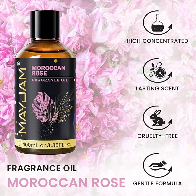 Moroccan Rose Fragrance Oil Essential Oil, MAYJAM 3.38FL.OZ Moroccan Rose Oil - Image 2