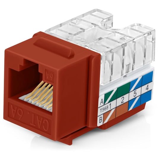Everest 90° Angled RJ45 Cat6A Keystone Jacks 50-Pack in Orange - Slim Profile Female RJ45 Connectors - Cat 6A Keystone Jack - Compatible with 90° Angled Speed Termination Tool - easyJACK (B094WB91H3)