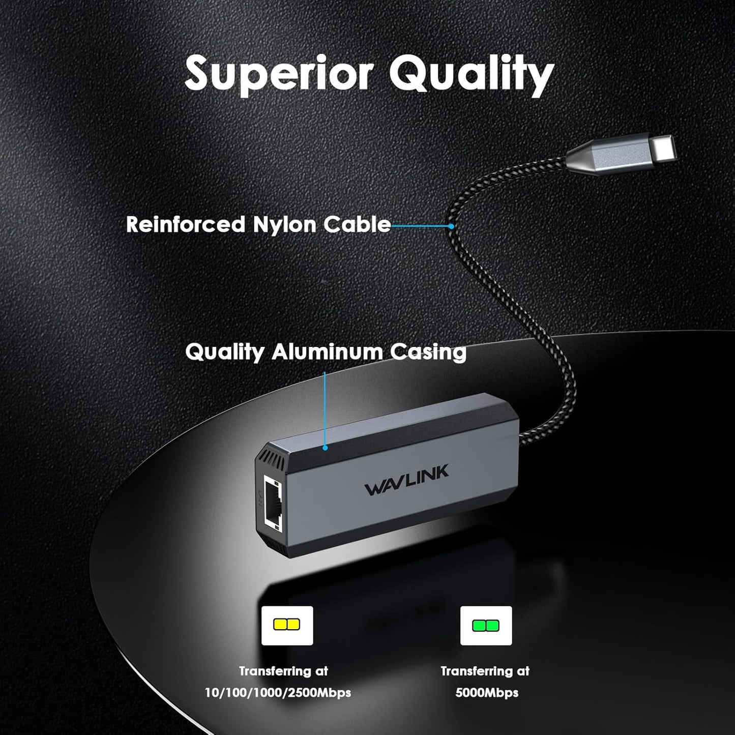 WAVLINK USB-C to Ethernet Adapter with 95W PD - 5Gbps High-Speed, Driver-Free Type-C to RJ45 Ethernet LAN Network Adapter Thunderbolt 5/4/3 Compatible for MacBook Pro/Air, iPad Pro, Dell XPS