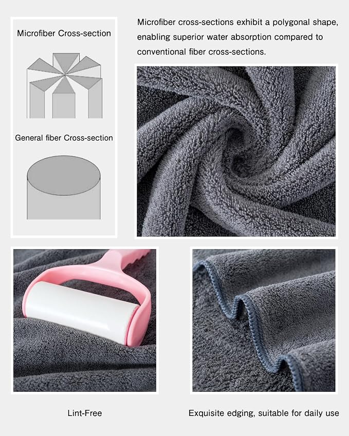 sakano 4-Piece Bath Towel Set, Quick-Dry Absorbent Lint Free & Launder Soft - Image 4