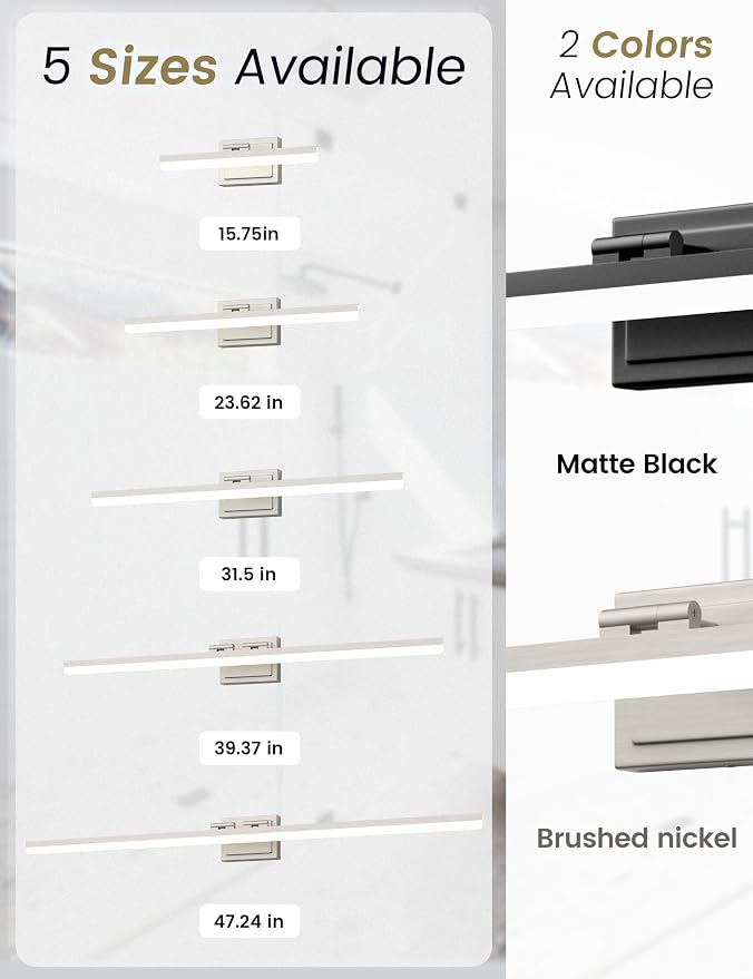 VOLISUN Modern Bathroom Vanity Light 39.4 inch, 34W Dimmable 5CCT Led Bathroom - Image 7