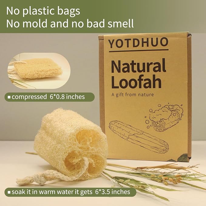 Natural Loofah Sponge Exfoliating Body Scrubber, Organic Luffa - Image 3