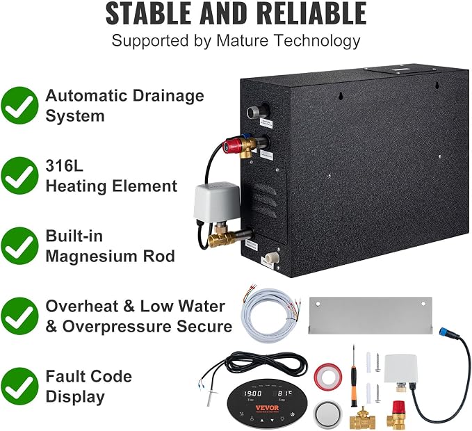 VEVOR Steam Shower Generator, 12 kW, Segmented Heating System - Image 4