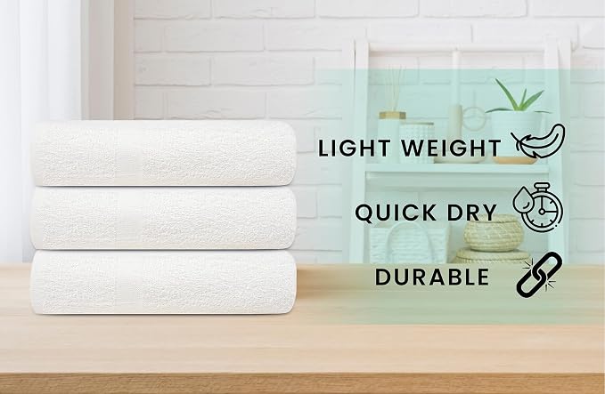ZUPERIA White Bath Towels Bulk 24 Pack - Image 2