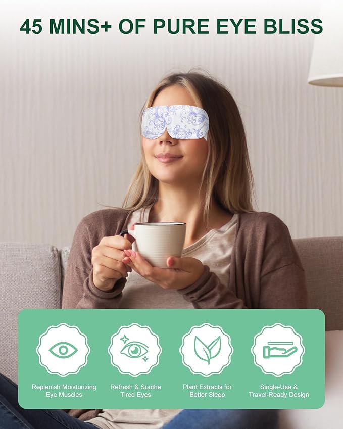 Large Self Heating Eye Mask for Dry Eyes Unscented 24 Pack, 45+ Min Steam Eye - Image 2