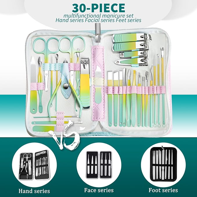 Manicure Set Women Personal Nail Care Kit, 30 in 1 Professional Manicure Kit - Image 3