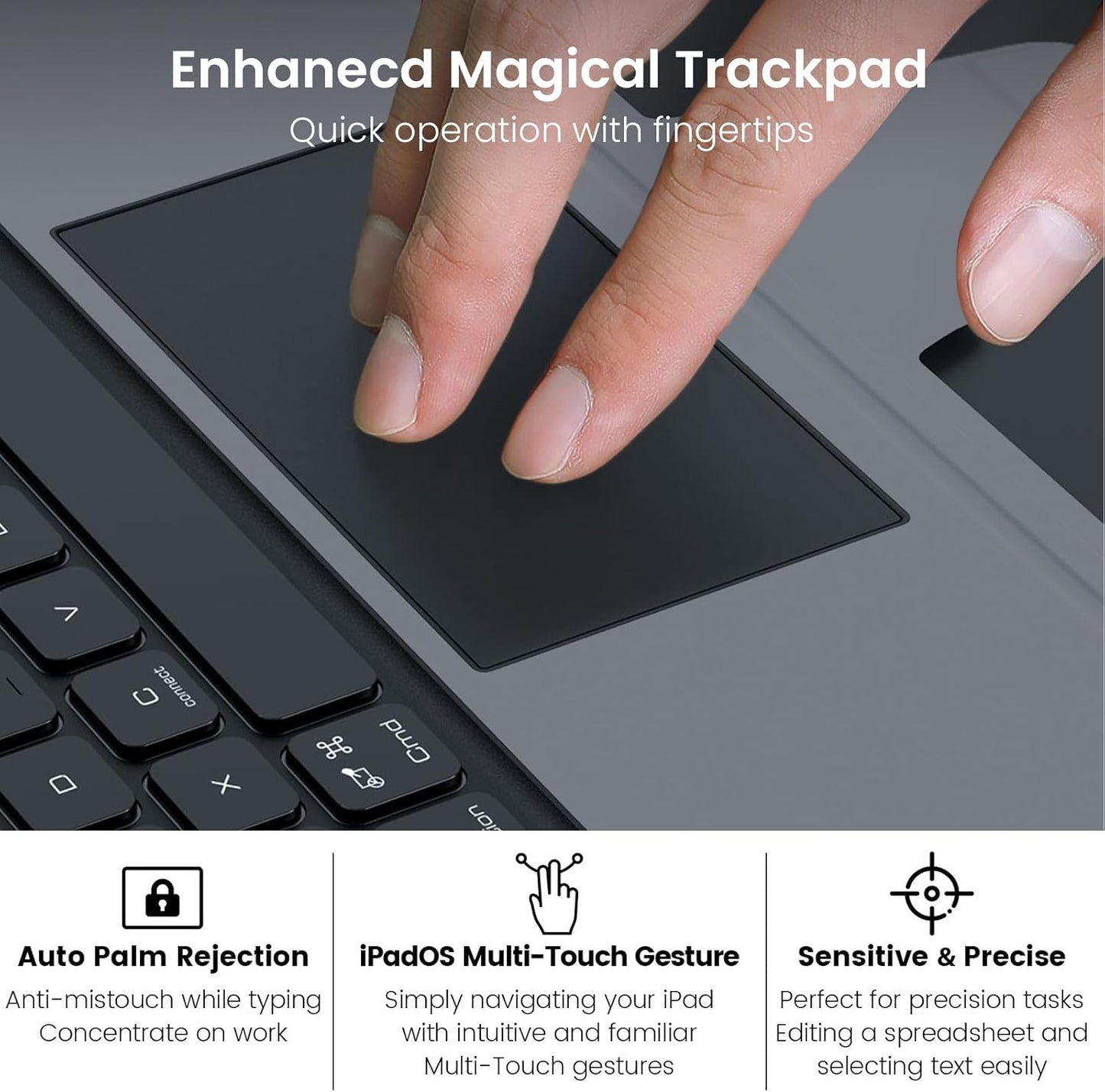 Nillkin iPad Pro 11 inch (M4, 2024) Case with Detachable Keyboard, Magic Trackpad, 7 Colors Backlit, Portrait/Landscape Modes, Rugged Keyboard Case with Camera Cover for iPad Pro 11” 5th Gen, Black