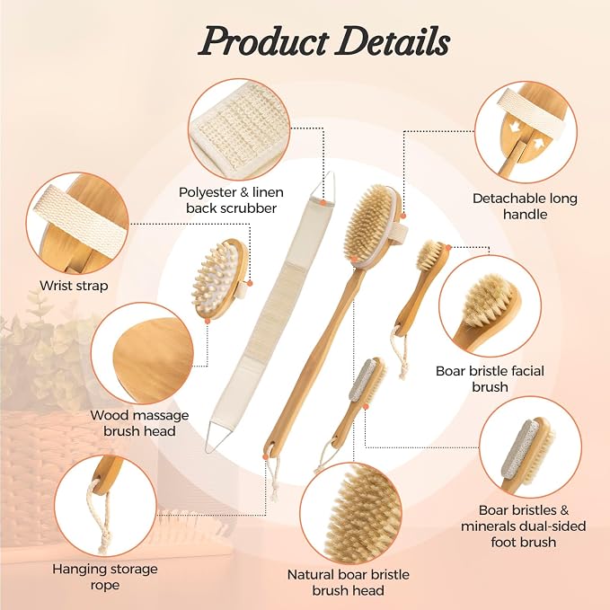 7 Packs Dry Brushing Body Brush Set - Image 3