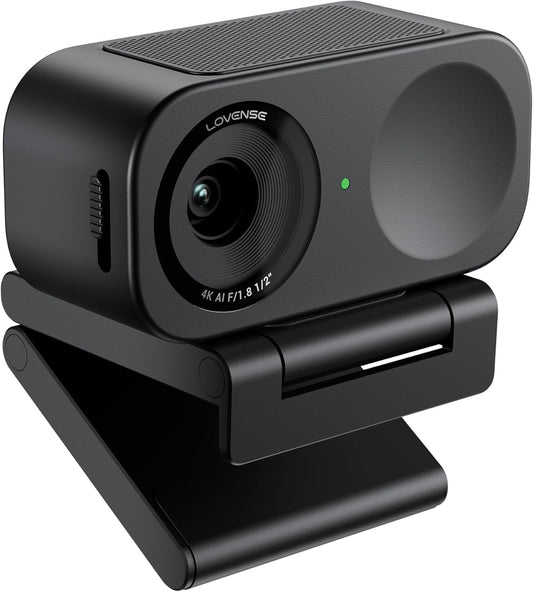 LOVENSE Webcam 2 4k for PC, Live Streaming Camera 1/2" Sensor True Focus Al Noise Canceling, Hand Gesture Control, Mobile Control, Auto Framing, Customizable Audio Modes, Microphones, Privacy Control