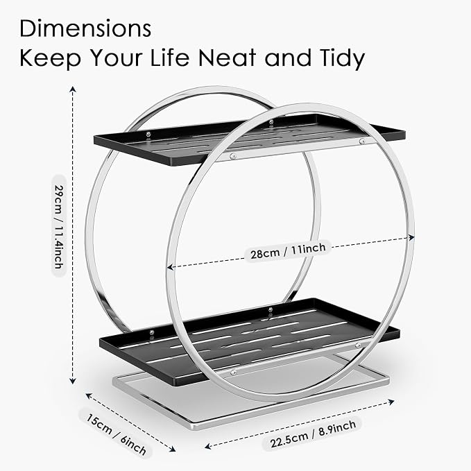 2-Tier Bathroom Organizer Countertop, Large Cosmetic Skincare Organizers - Image 3