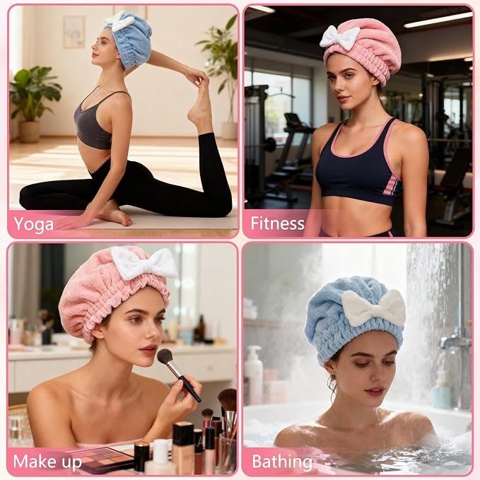 4Pcs Super Absorbent Hair Towel Wrap - Image 4