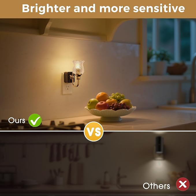 L LOHAS LED Night Lights Plug into Wall, 3000K Soft White LED Floral Night - Image 6