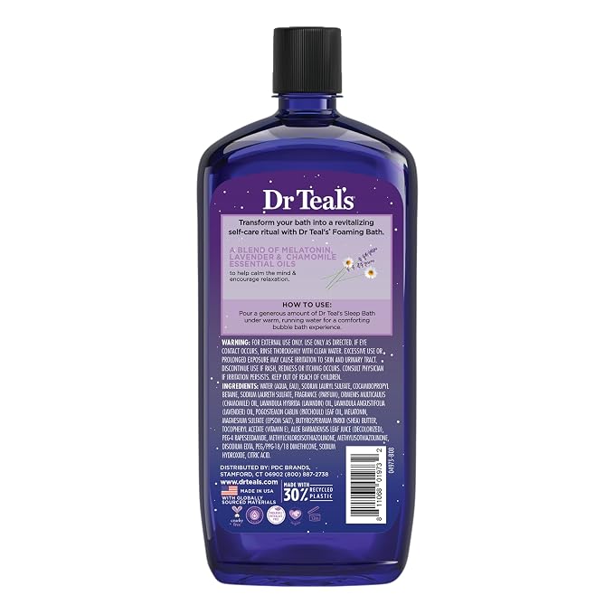 Dr Teal's Foaming Bath with Pure Epsom Salt, Vitamin C & Sleep Blend, 34 fl oz - Image 8