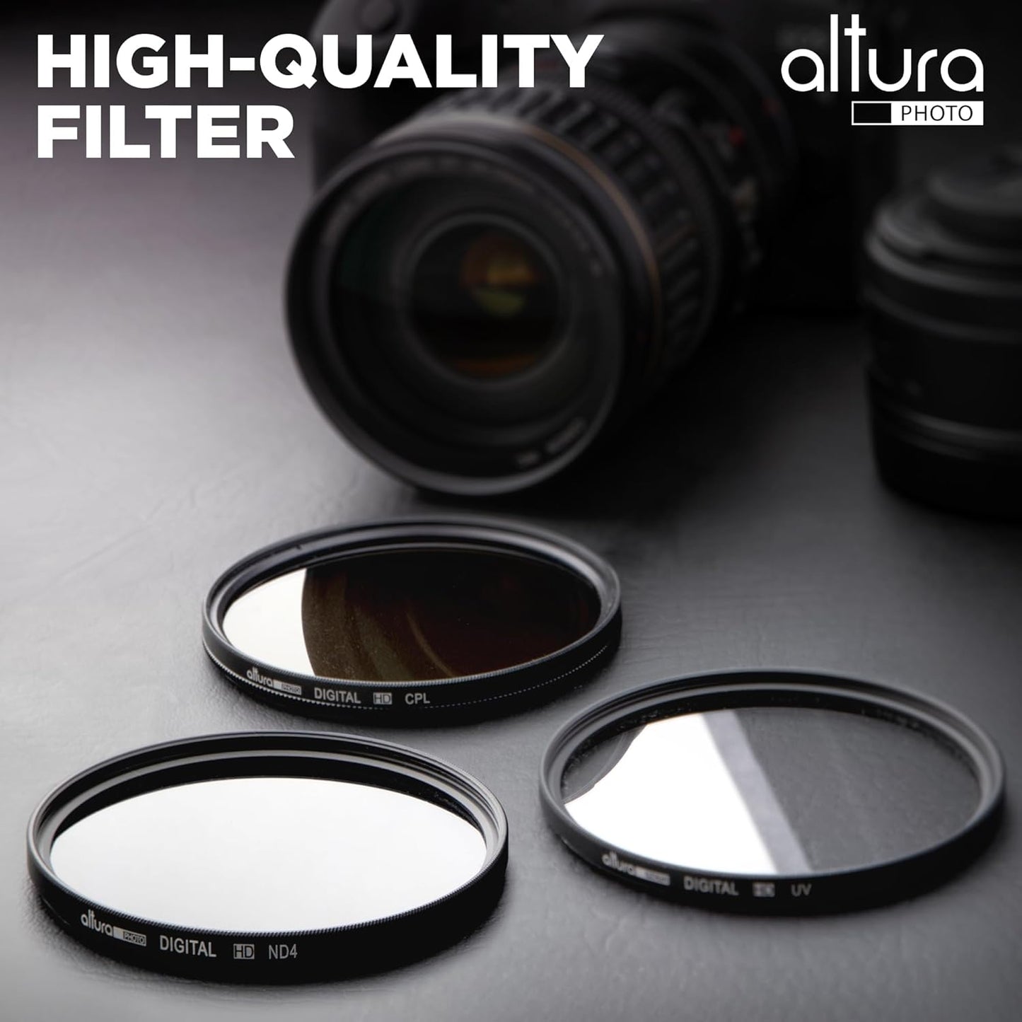 Altura Photo 62mm Lens Filter Kit - Multi-Coated UV Protector, CPL Polarizing and ND Neutral Density Filters + Case for Camera Accessories & Lenses