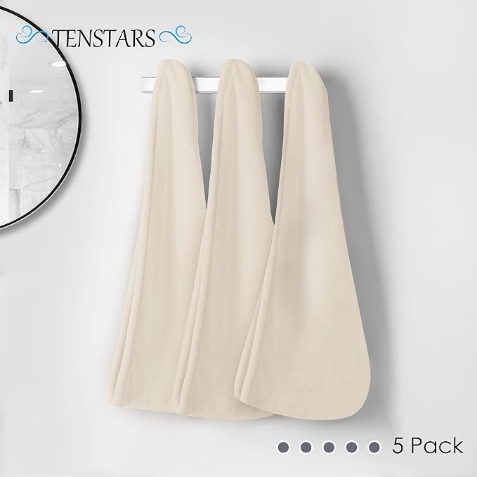 TENSTARS 5 Pack Thicken Microfiber Hair Towel Wrap - Image 5