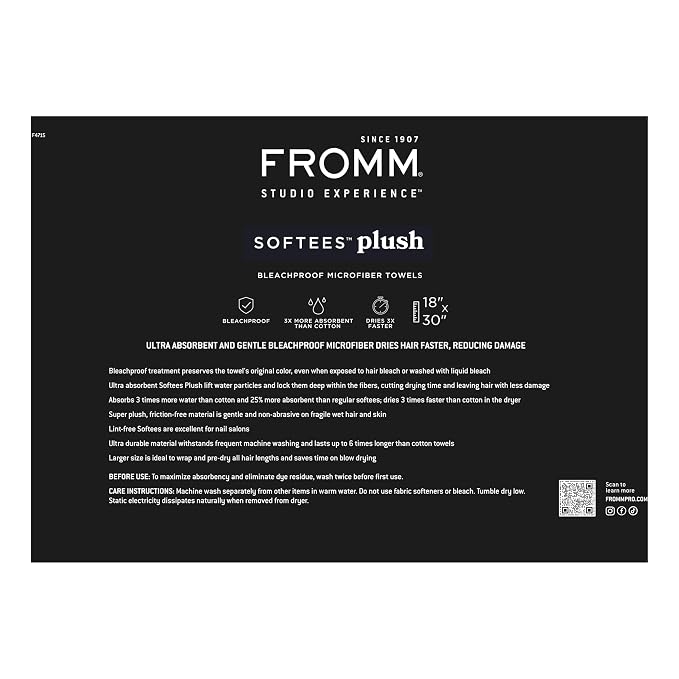 Fromm Softees Plush Bleachproof Microfiber Hair Towel - Image 8