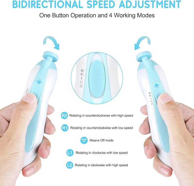Electric Nail File Drill for Baby No Sharp Claws Hurt, 6 in 1 Safety Cutter - Image 3