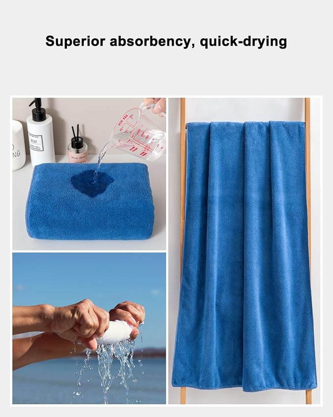 sakano 4-Piece Bath Towel Set, Quick-Dry Absorbent Lint Free & Launder Soft - Image 6