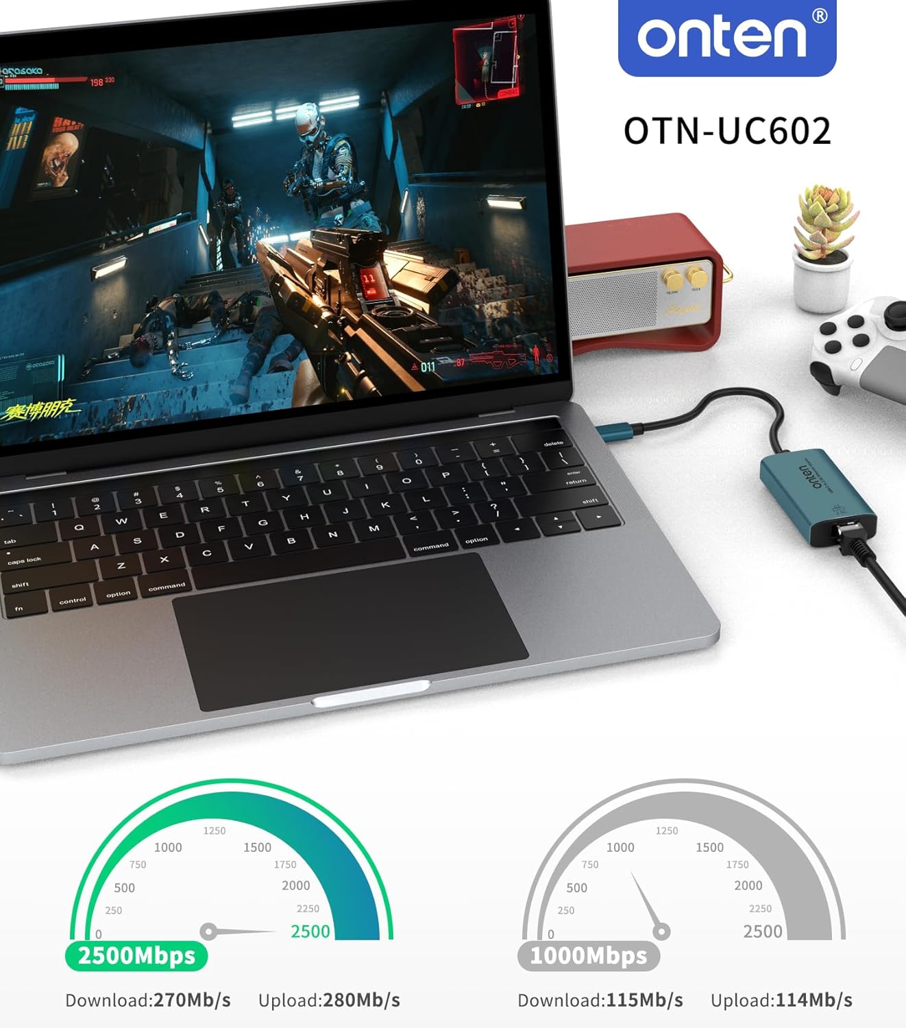 USB-C to Ethernet Adapter - 2.5Gbps High-Speed,Type-C to RJ45 Ethernet LAN Network Adapter Thunderbolt 4/3 Compatible, for iPhone 15 Pro/Max, MacBook Pro/Air 2023, iPad Pro,iMac and More (2.5 G)