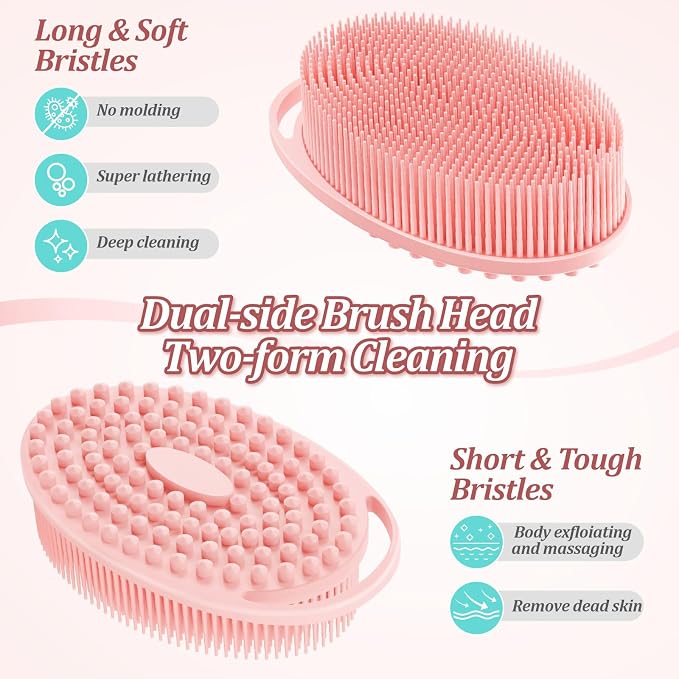 Silicone Back & Body Scrubber Set 2PCS, 13.4'' Gentle Exfoliating Back Scrubber - Image 4