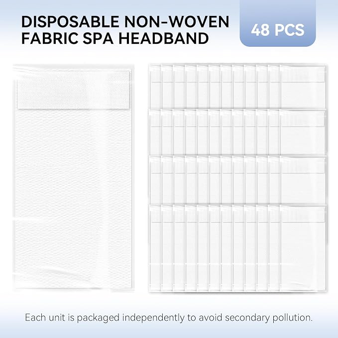 Disposable Headbands for Spa & Facials – 48pcs White Headbands for Women – - Image 4