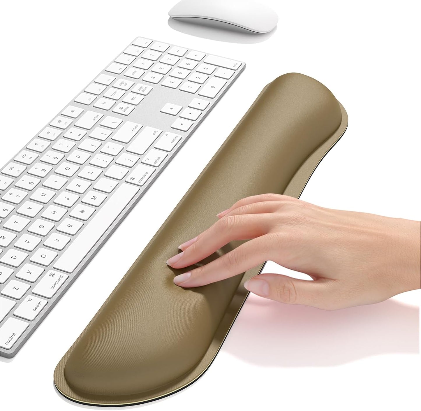 Dapesuom Enlarge Keyboard Wrist Rest, Cute Memory Foam Keyboard Wrist Cushion for Computer Desk Mats Support, Typing Pain Relief Ergonomic Mouse Pad Rests with Non-Slip Base for Gaming, Laptop, Brown
